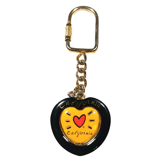 California Spinner Keychain Metal Yellow Gold Tone Heart - Picture 1 of 7